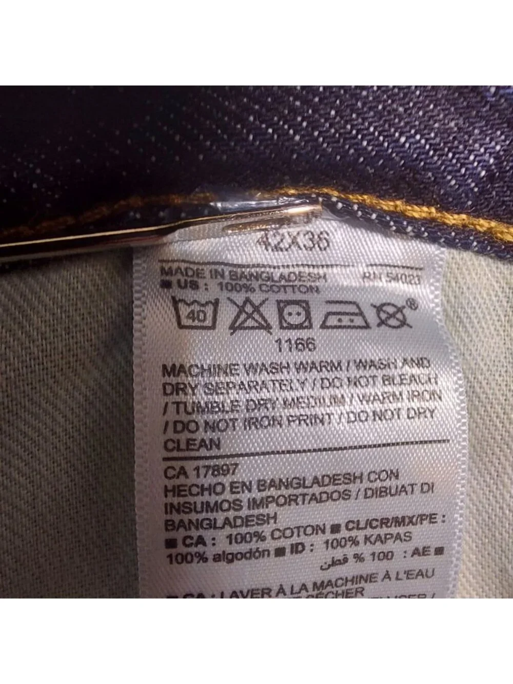 Old Navy dark mens straight 42x36 jeans measure 43x35.5 high rise 100% cotton